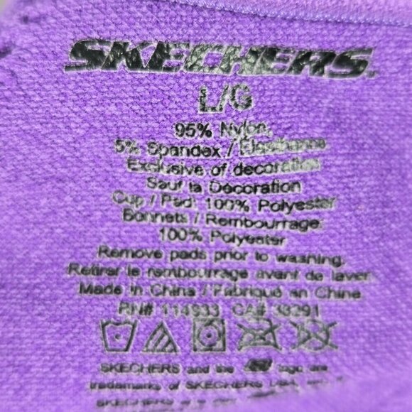 Skechers Size Large Purple Sports Bra Pull On Style Racerback Adjustable Straps - Picture 8 of 9